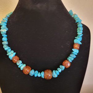 JAY KING Mine Finds Sterling Silver Turquoise Nugget with Amber Beads Necklace